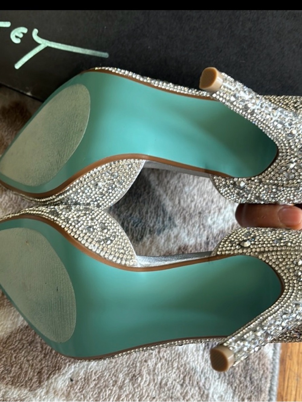 Betsey Johnson Silver Crystal D'Orsay Heels - Picture 10 of 11